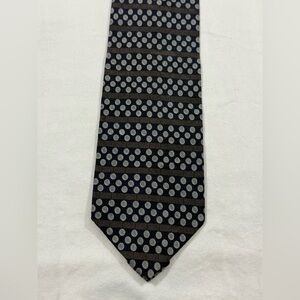 Ron Chereskin Silk Tie Navy Polka Dot Geometric Stripe Mens Classic Necktie